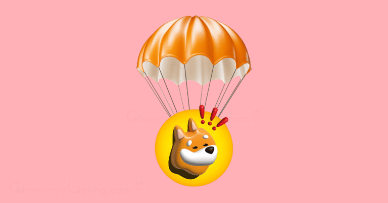 an orange parachute with the Bonk coin hanging on it.