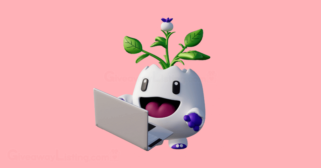 Magic Eden's Enny character holding a laptop.
