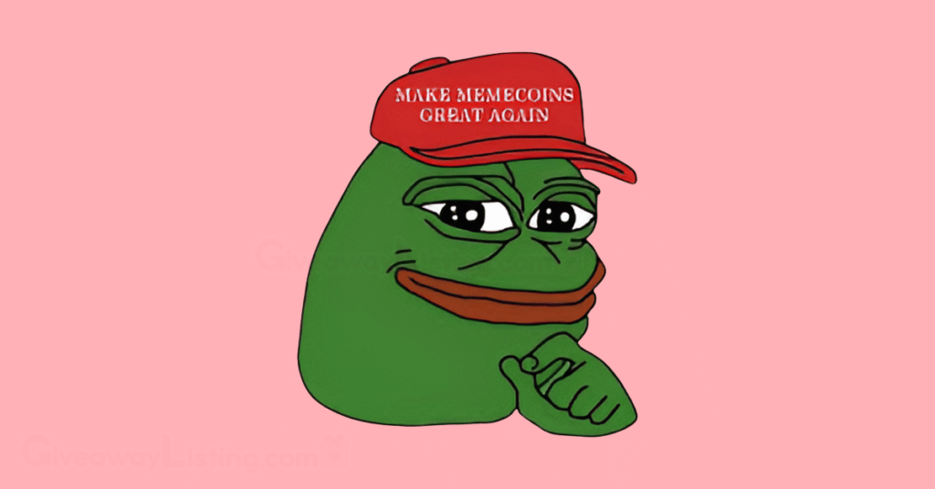 the Pepe project frog logo with a red cap on its head.