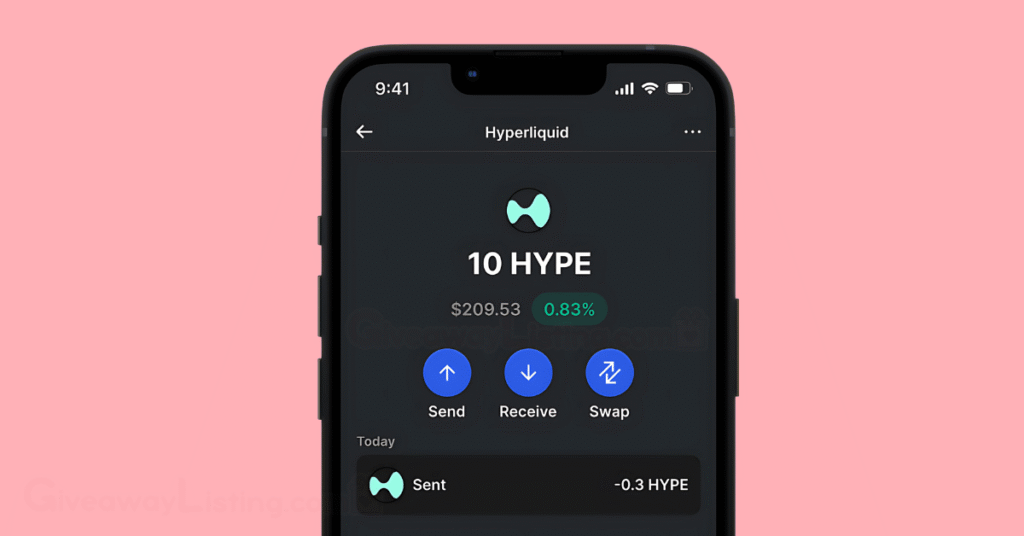 hyperliquid trading dashboard interface on a phone screen.