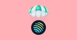 the Jupiter Airdrop coin logo on a green parachute.