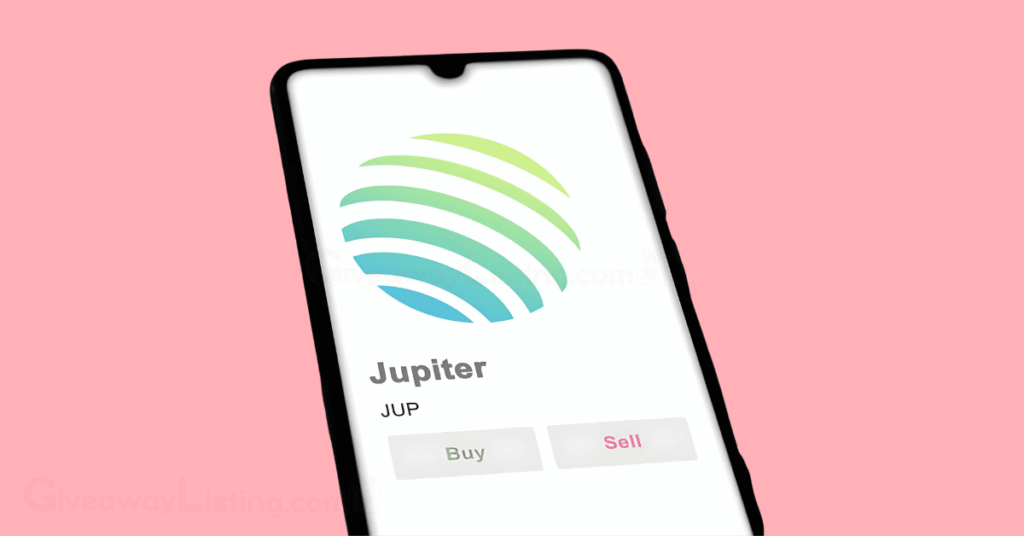a mobile phone showing the $JUP wallet and a buy & sell interface.
