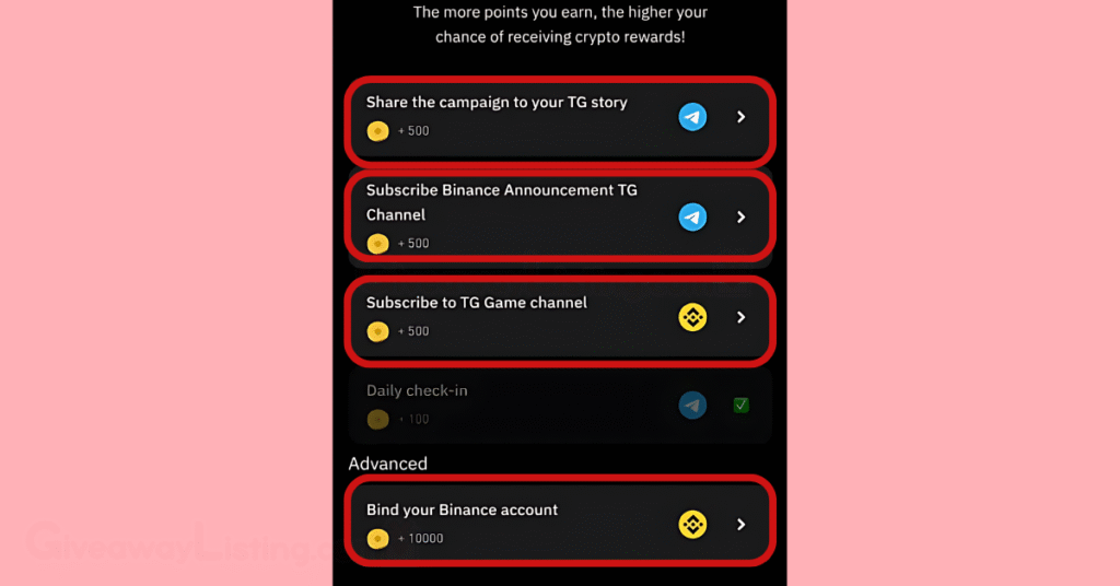 Moonbix interface showing how to participate in special events