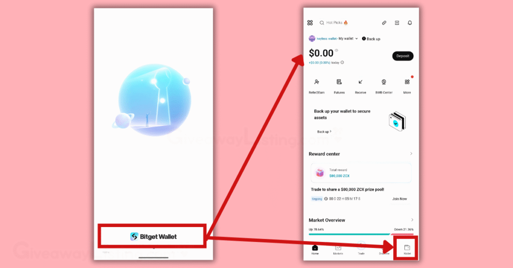 Bitget interfaces showing how to create an Exchange account