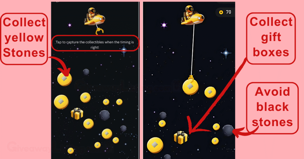 Moonbix interfaces showing how to consistently play the game