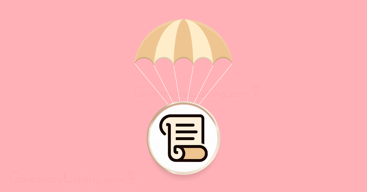 the Scroll token logo on a brown parchute