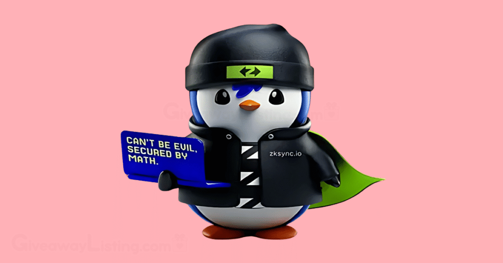 a bird in a police outfit showing the ZKsync logo.