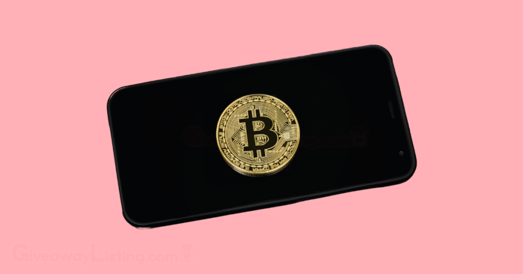 a mobile phone with the Bitcoin logo displayed on it.