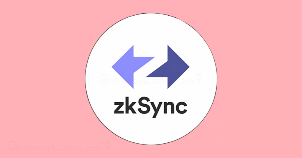 the ZKsync white logo and text on a light pink background.