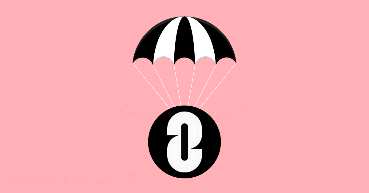 the LayerZero logo hanging on a black and white parachute.