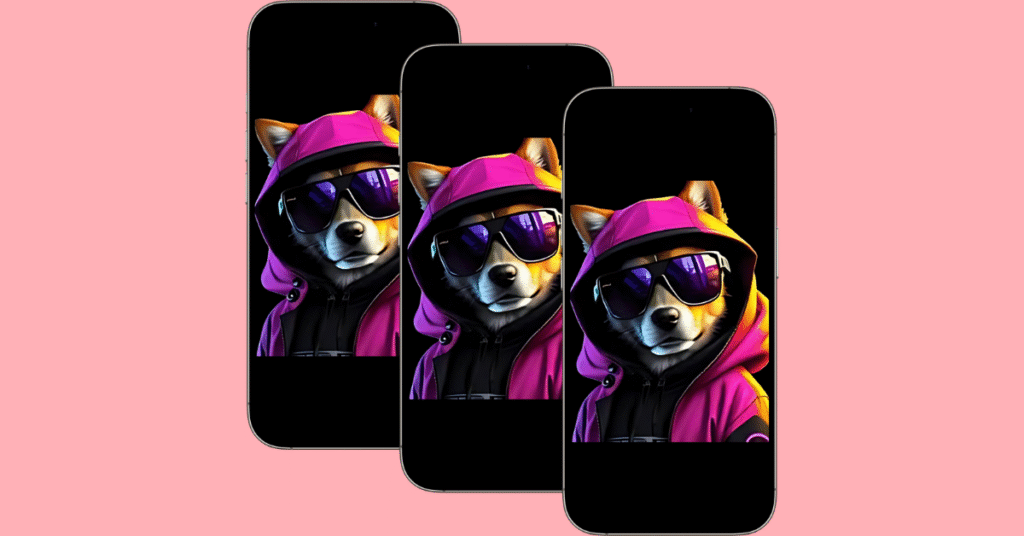 Smartphone mockup of a Not Bored Puppies character from the game