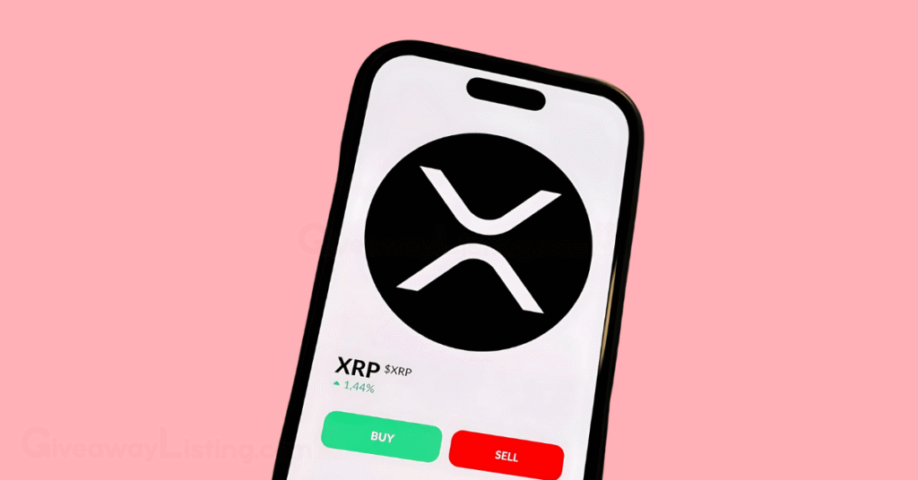 a phone showing an XRP buy and sell order.