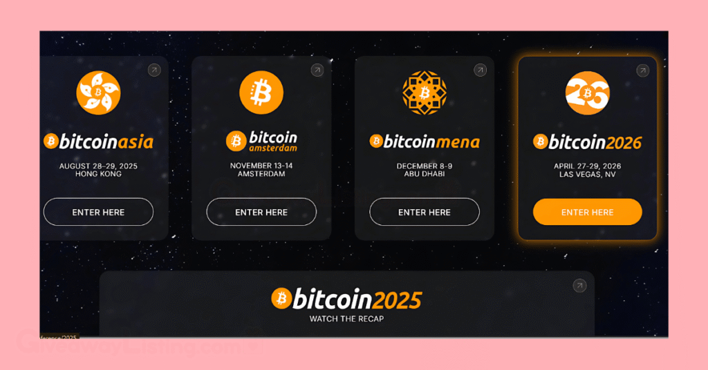 the bitcoin 2025 flyer on a light pink background.