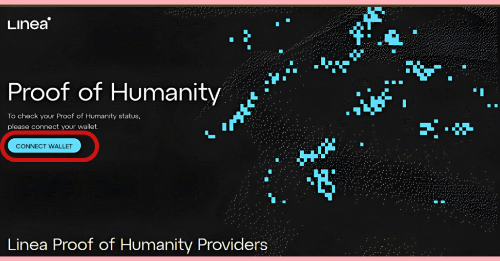 The Linea website showing where users can check their proof of humanity status.
