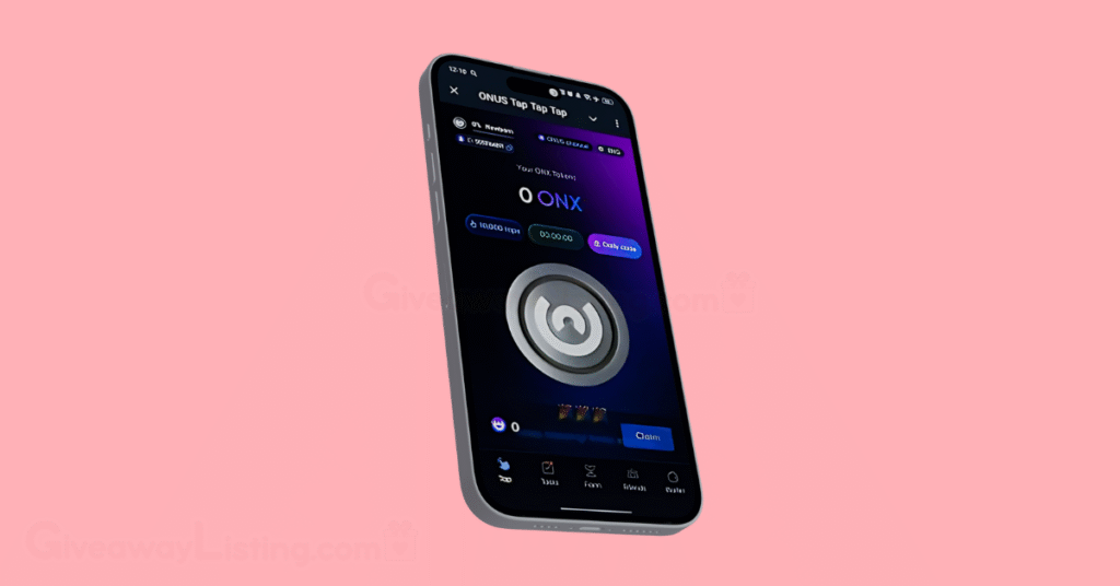 The Onus start interface mockup on an iPhone