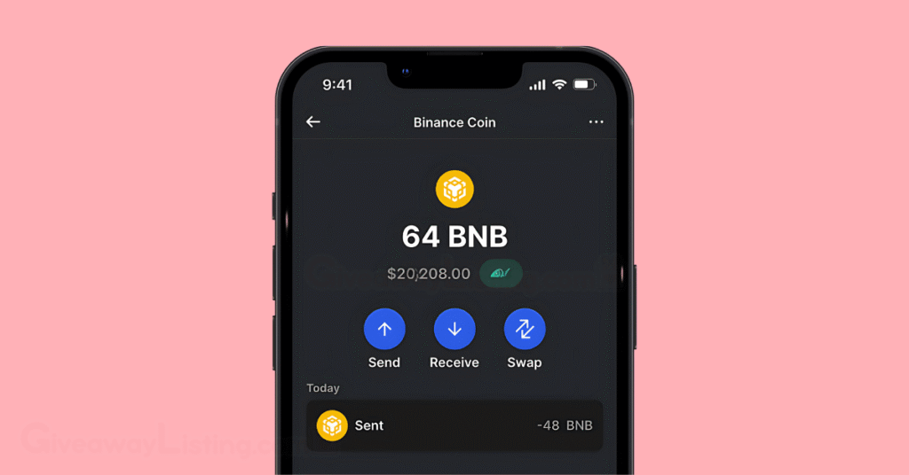 a phone showing a BNB market order.