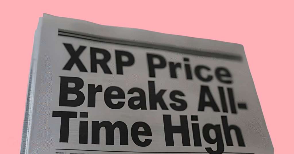 a newspaper showing the XRP breaking news as a headline.