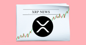 a newspaper showing XRP News, the XRP logo and candlesticks.