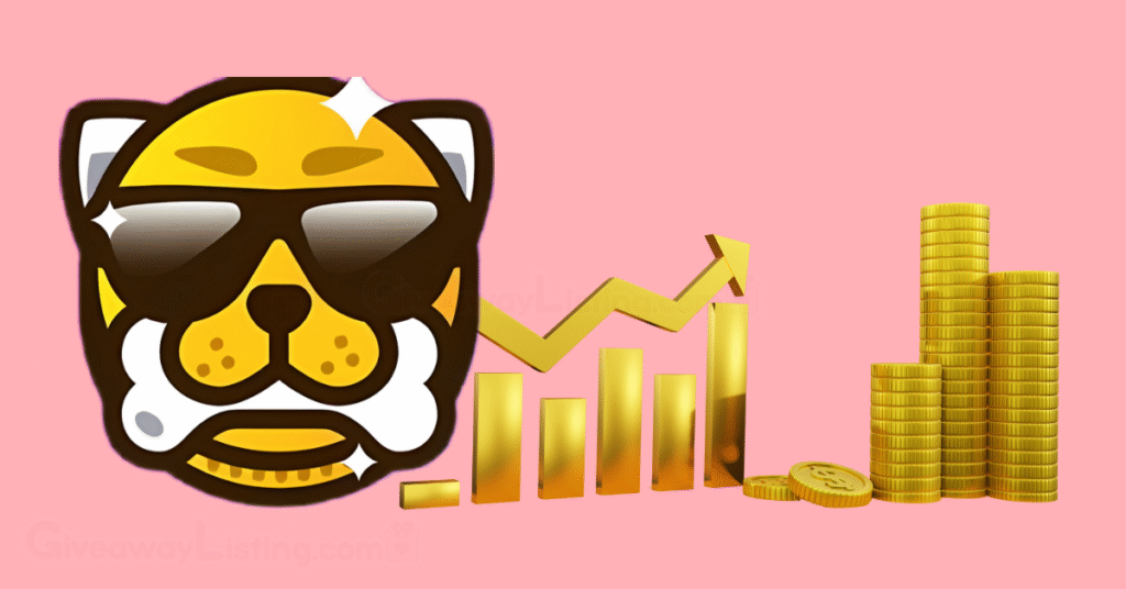 Not Bored Puppies character logo and gold trading candlesticks