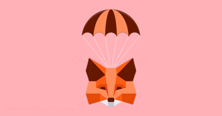 the Metamask logo hanging on a parachute.