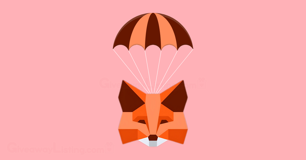 the Metamask logo hanging on a parachute.