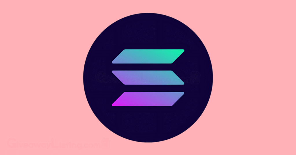 the Solana logo on a light pink background.
