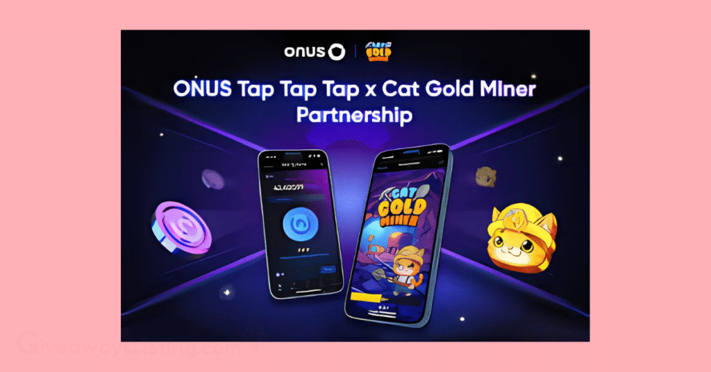 Screenshot from the official X account showing the partnership between Onus Tap Tap and Cat Gold Miner.