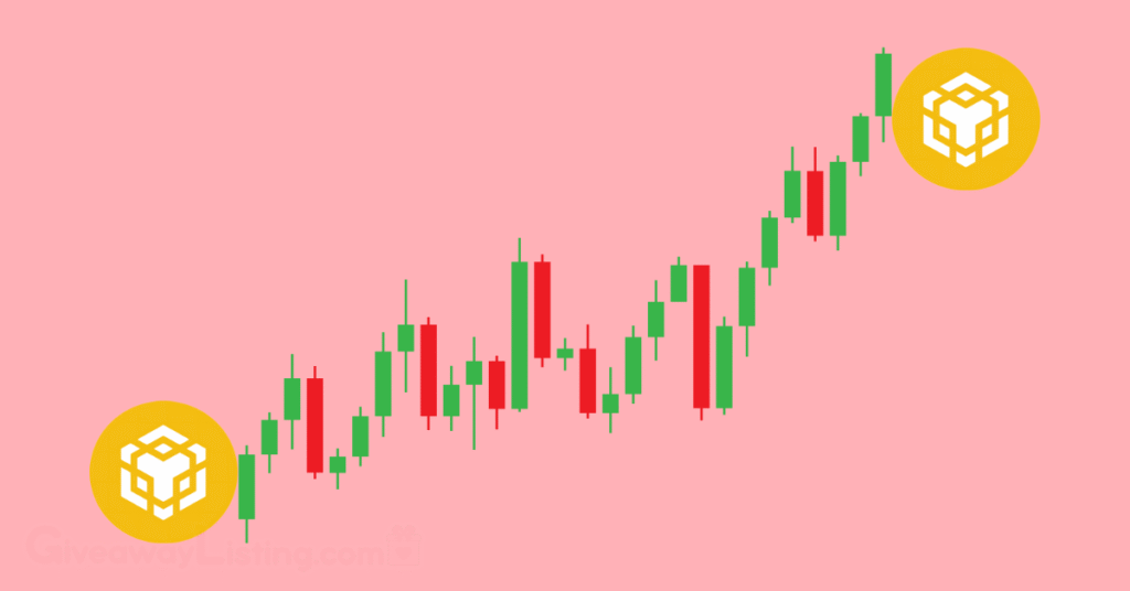 BNB logo and trading candlesticks.