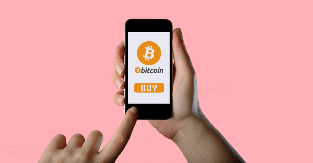 a mobile phone showing a bitcoin buy order.