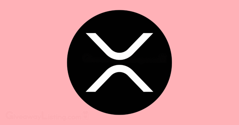 the XRP logo on a light pink background.