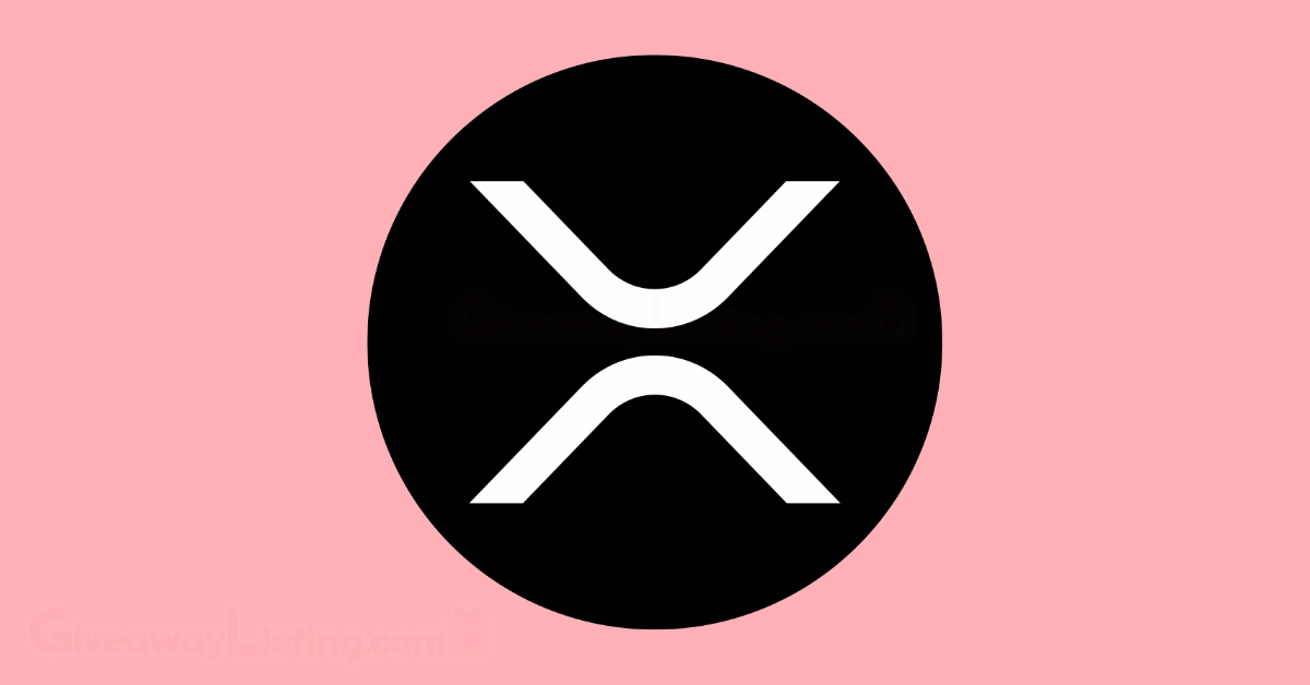 the XRP logo on a light pink background.
