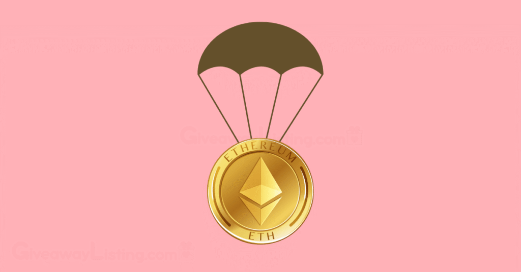 the Ethereum logo hanging on a parachute