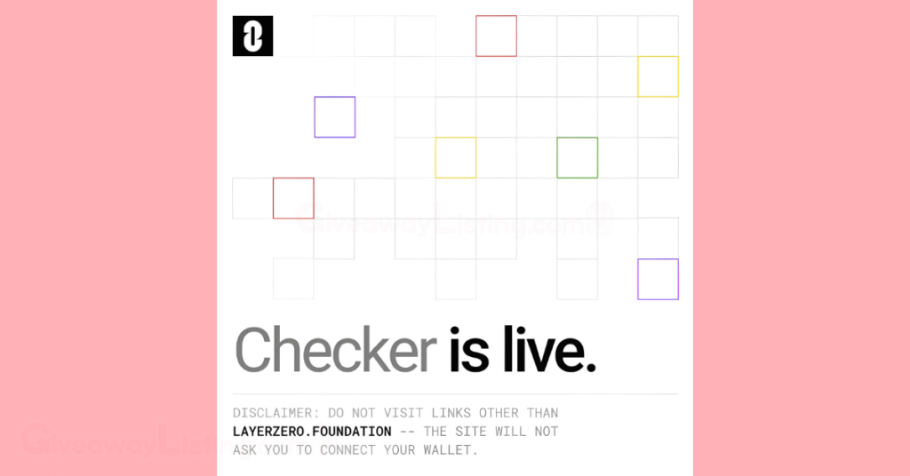 A flyer showing that the LayerZero airdrop checker is live.