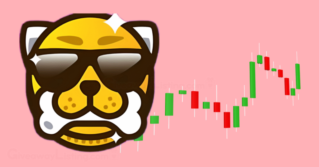 The Not Bored Puppies character token logo and trading candlesticks