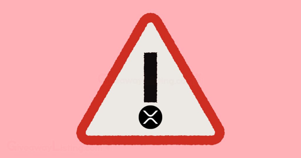 a warning sign with the XRP logo inside it.