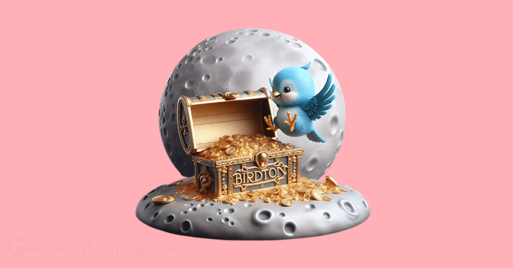 A Bird character and an open chest containing gold coins