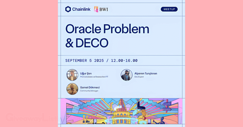The Chainlink 'Oracle Problem and DECO' event announcement flyer.