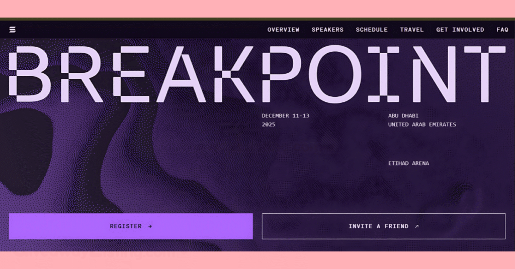 The Solana Breakpoint event registration website.