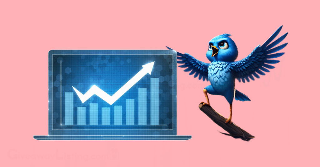One of the Bird game characters and a laptop showing trading candlesticks
