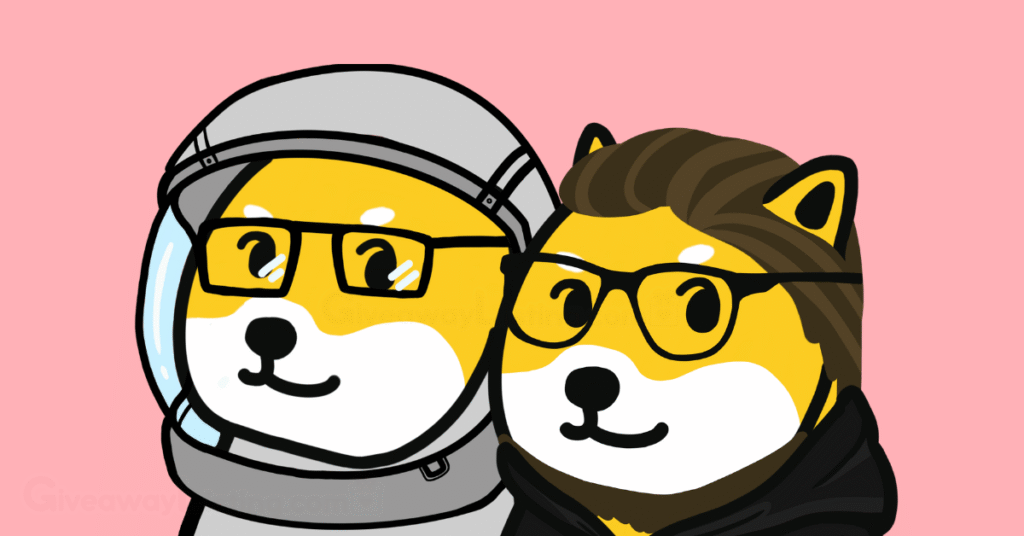 Dog graphics representing the Dogecoin founders.