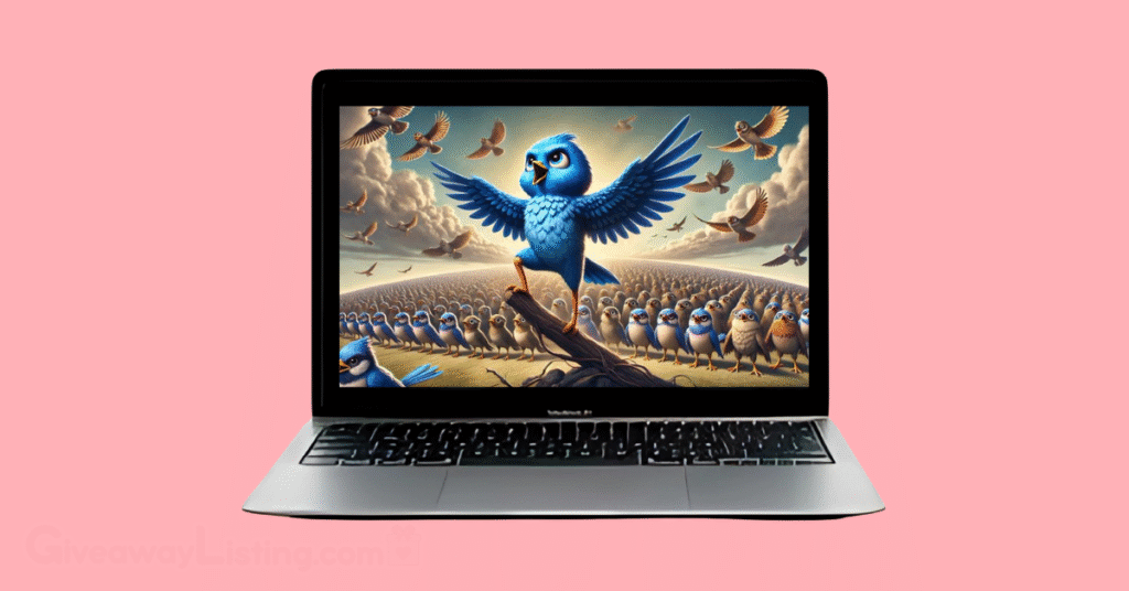 The Bird game squad image from the official X account on a computer screen
