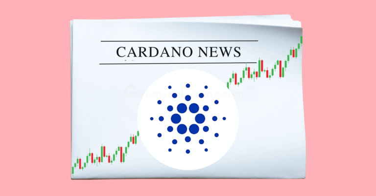 a newspaper showing Cardano News, the Cardano logo and candlesticks.