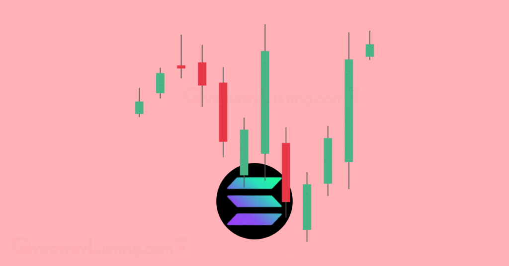 the Solana logo and trading candlesticks.