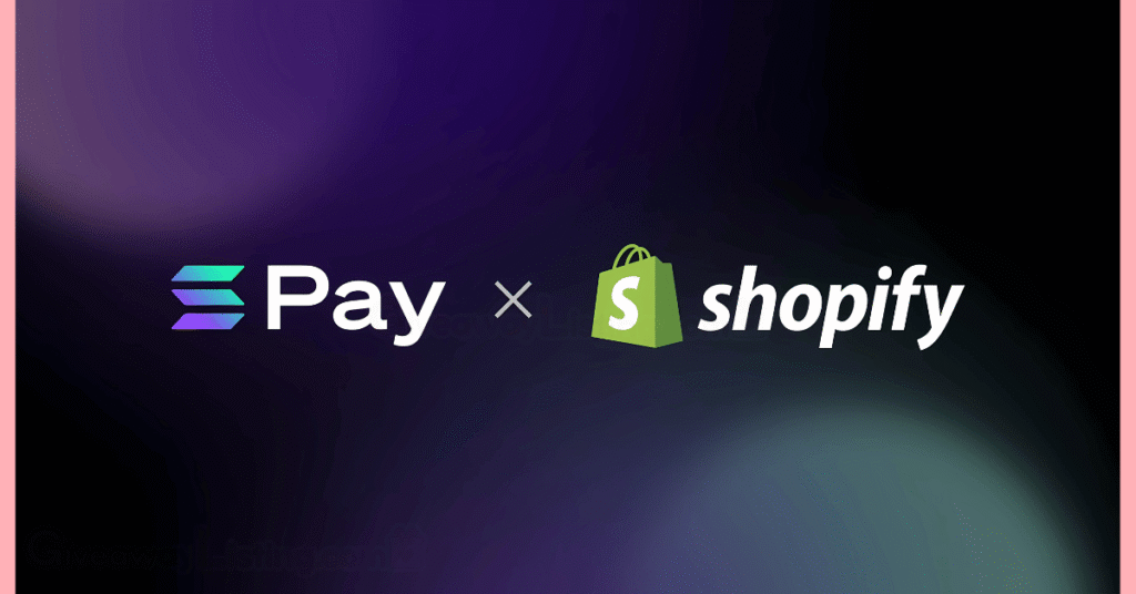 Solana Pay and Shopify collaboration flyer.