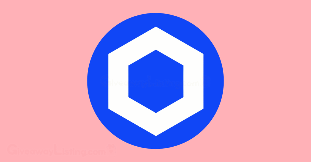 The Chainlink logo in a light pink background.