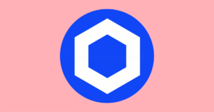 The Chainlink logo in a light pink background.