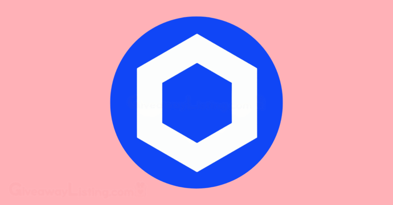 The Chainlink logo in a light pink background.