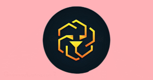 The LEO Token logo in a light pink background.