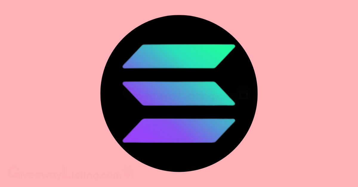 Solana logo on a light pink background.