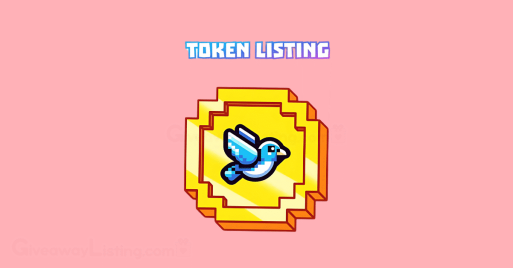 The Bird token logo and a text showing what comes after the airdrop, "Token Listing".